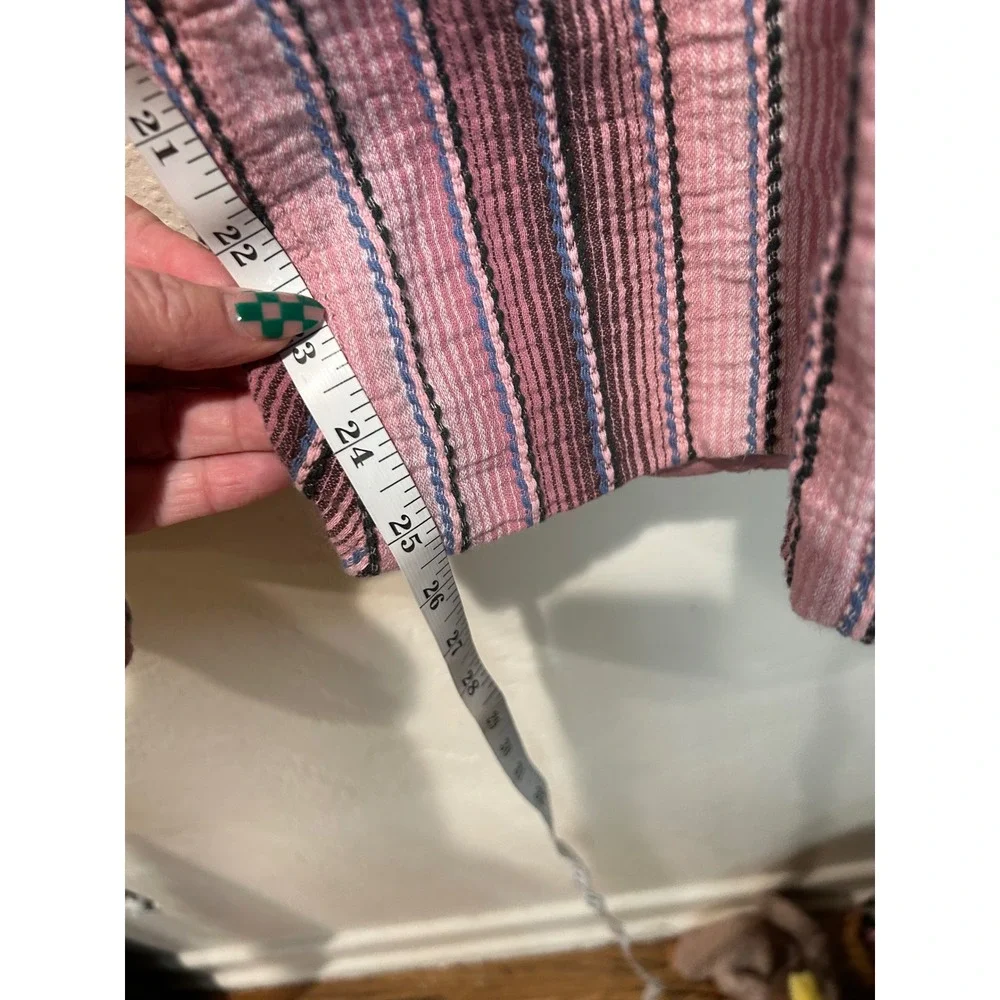 Free People Pink Striped Gauze Wide Leg days end Pant XL Boho Elastic Waist - Picture 5 of 9